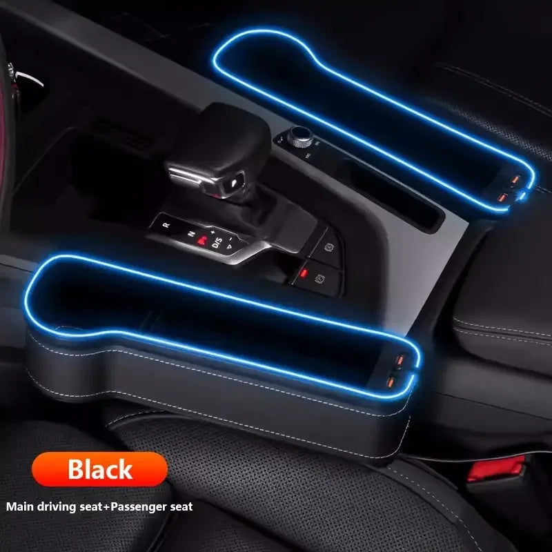 LED Seat Gap Storage Box W/ USB Charging Ports