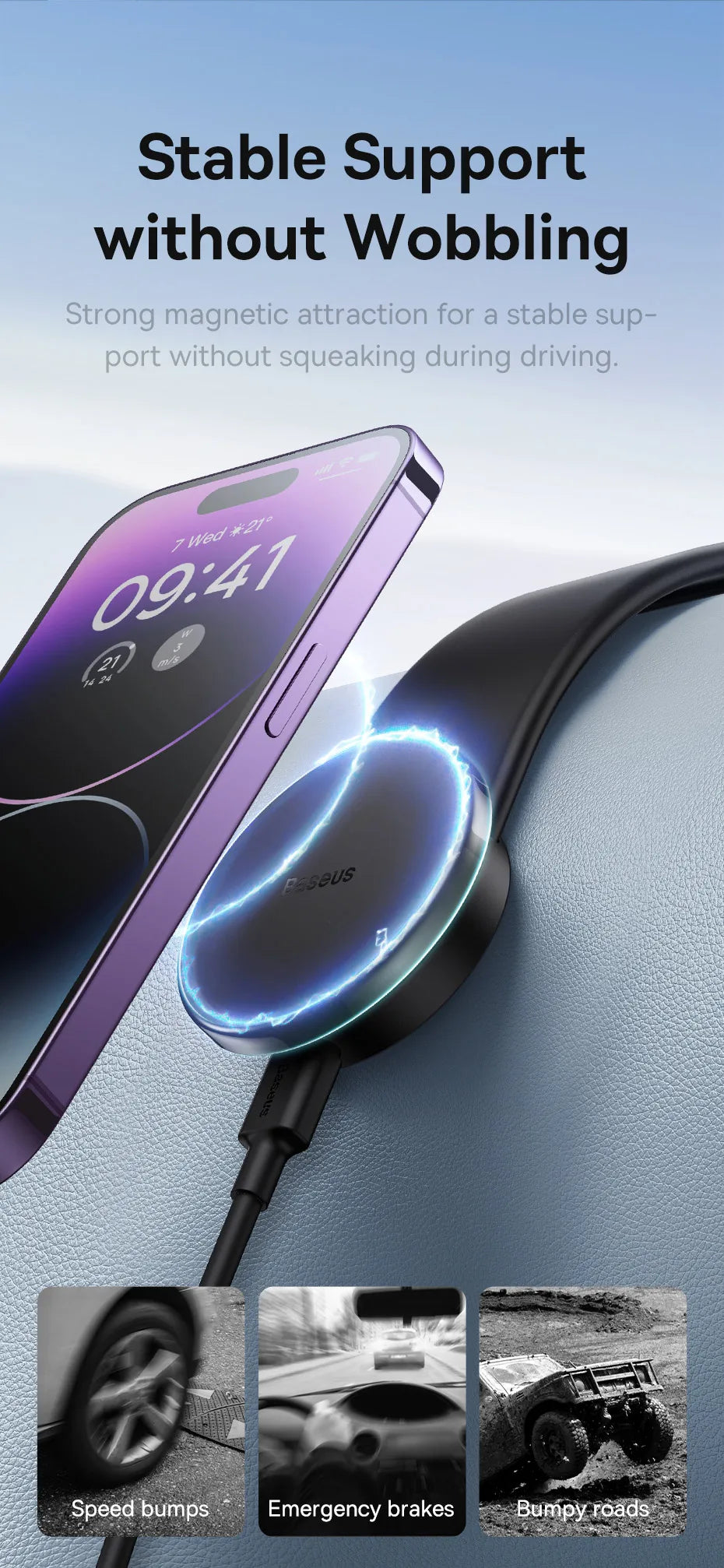Magnetic Phone Holder W/ Wireless Charging