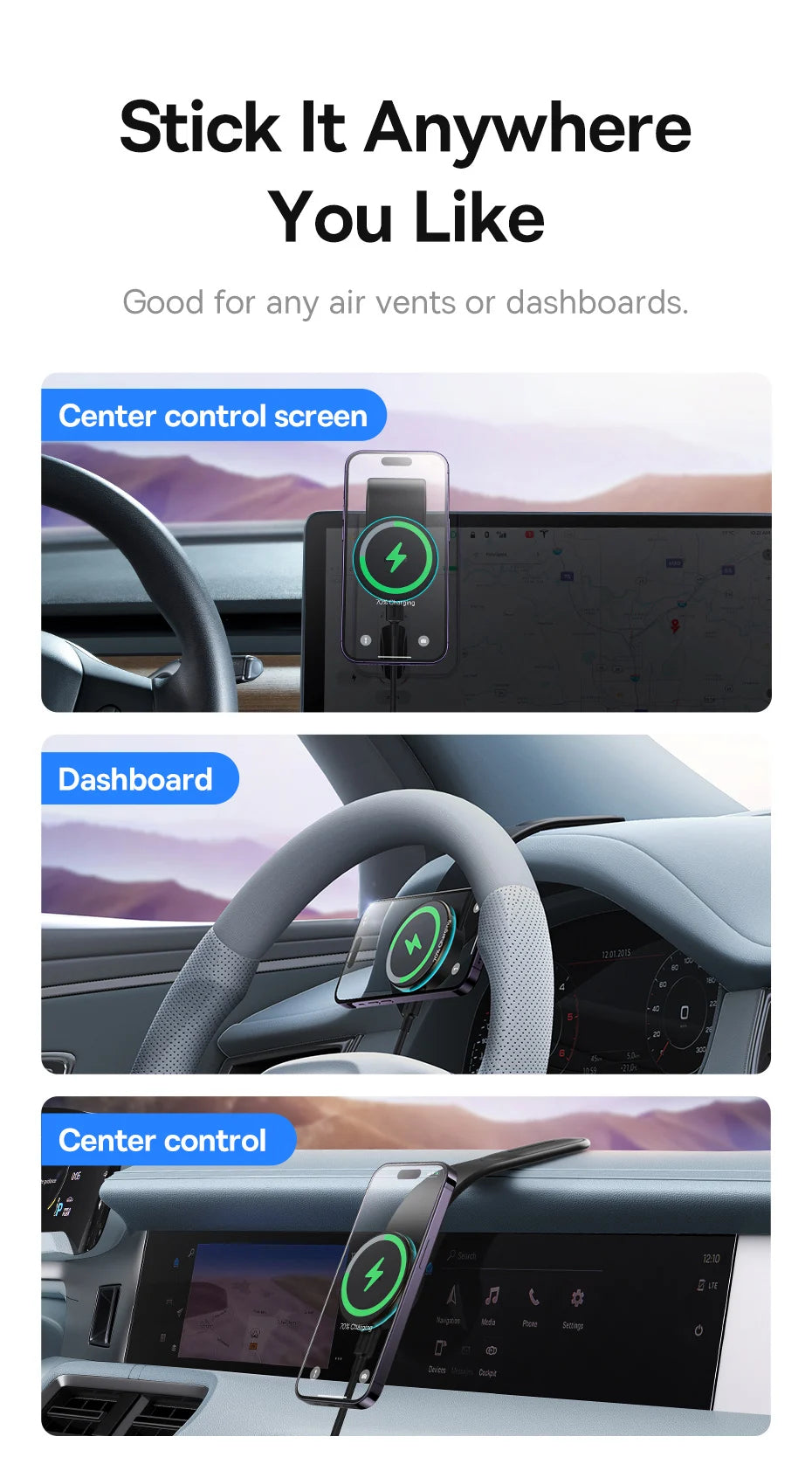 Magnetic Phone Holder W/ Wireless Charging