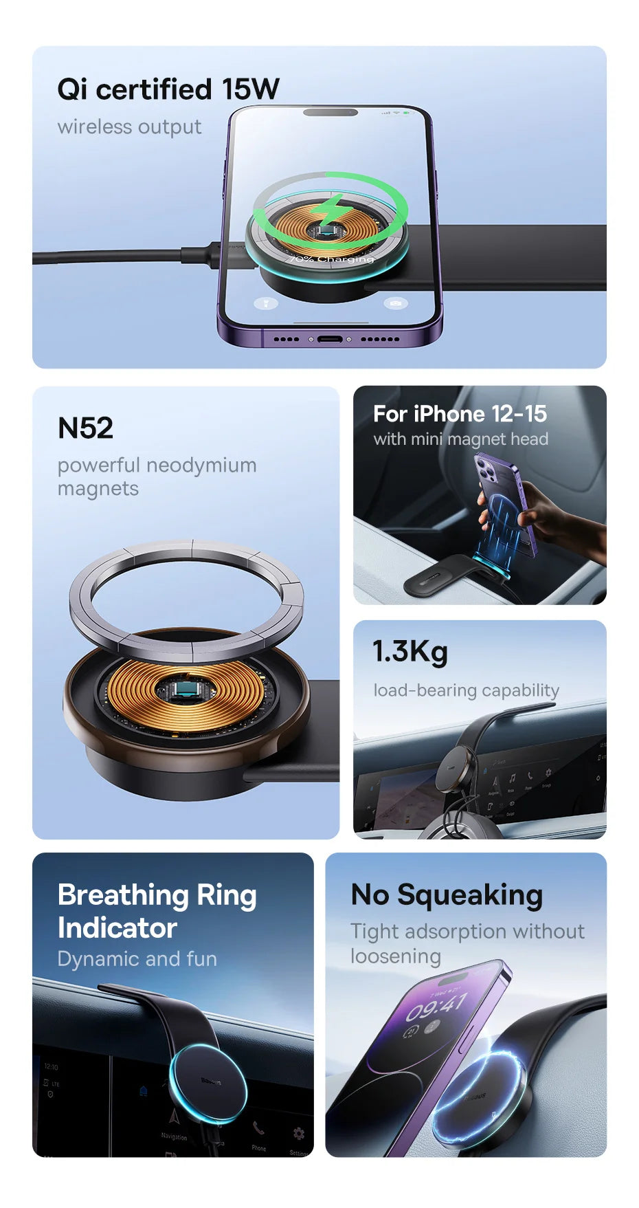 Magnetic Phone Holder W/ Wireless Charging
